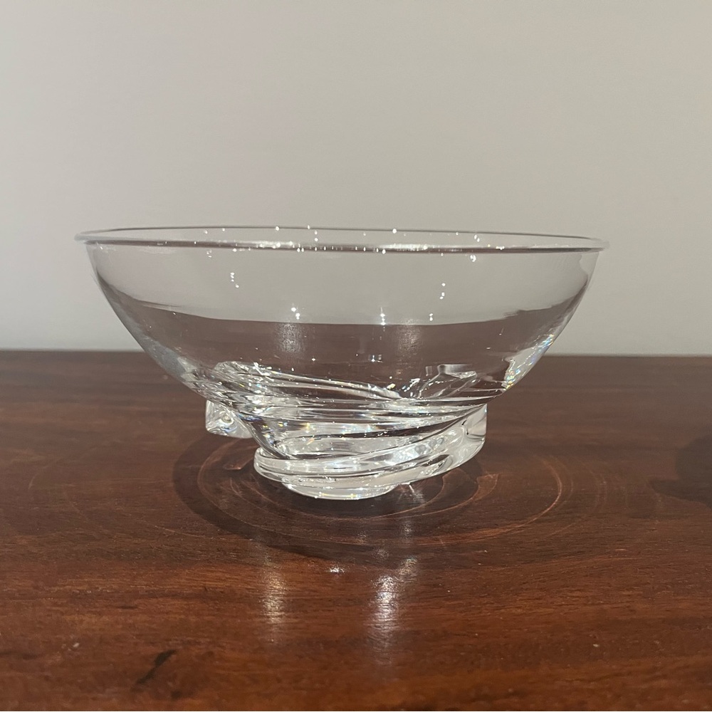 Steuben rare “spiral” glass footed bowl